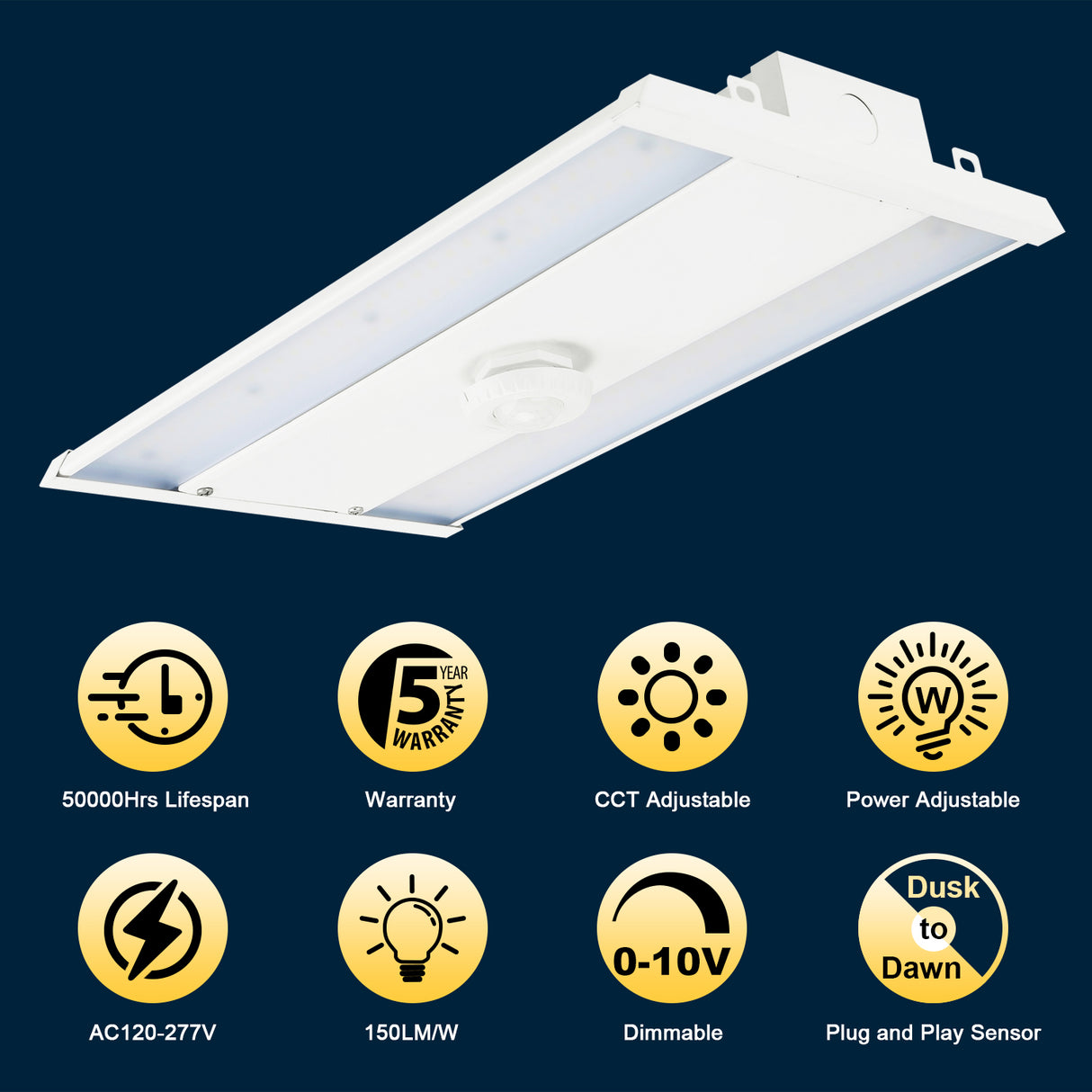 NGTLIGHT LED Linear High Bay Light - LHB06 Series, 240W, Selectable Wattage&CCT, 120-277V, 2 Pack