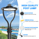 LED Post Circle Light - PCA Series,80W,12000lumens,Selectable Wattage & CCT,100-277V,WITH PHOTOCELL
