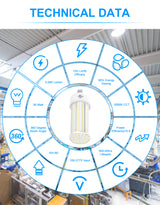 LED Retrofit Corn Bulbs Light  - RCL Series,36W,5040lumens,5000K,100-277V,E26/E39