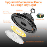 NGTLIGHT LED High Bay Light - UFO05 Series,240W,36000lumens,Selectable Wattage&CCT,100-277V,US PLUG