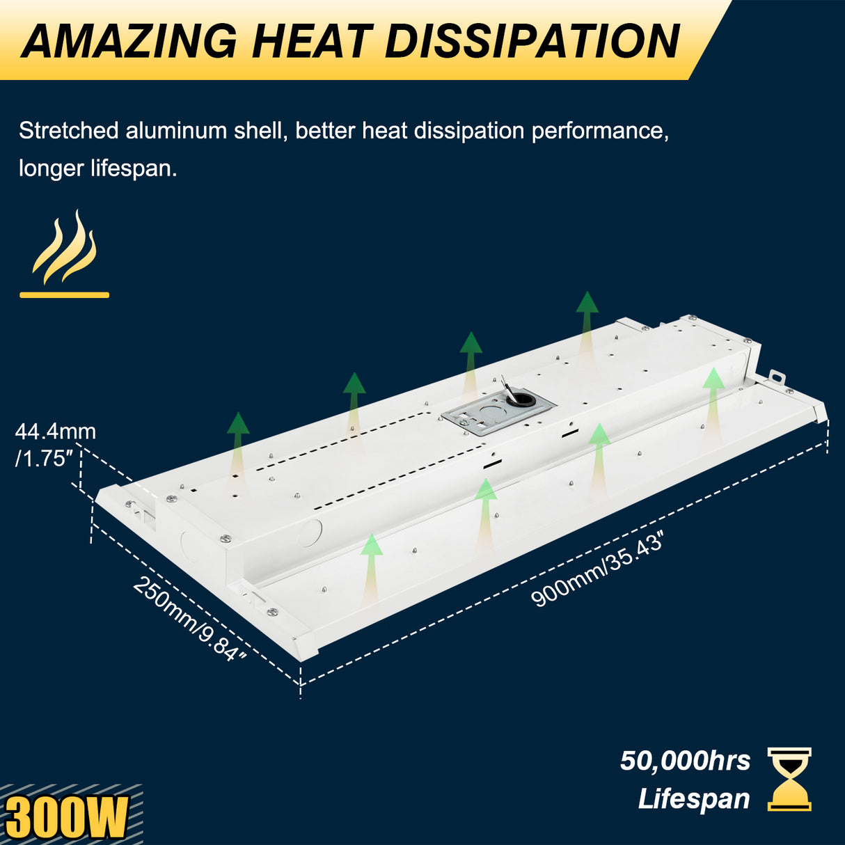 NGTLIGHT LED Linear High Bay Light - LHB06 Series, 300W, Selectable Wattage&CCT, 120-277V, 2 Pack