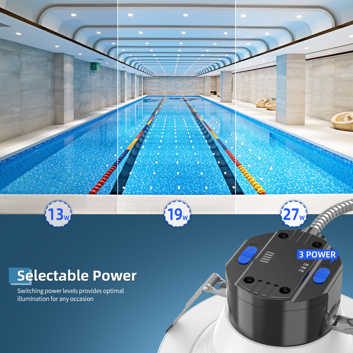 6"LED Commercial Down Light  - DNL Series,27W,2970lumens,Selectable Wattage & CCT,120-347V,6 Pack