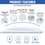 8FT LED Vapor Tight Light - VPL series,100W,Selectable Wattage & CCT,AC 100-277V, DIMMABLE 0-10V