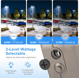 NGTLIGHT LED Parking Lot Light - SB Series,450W,67500lumens,Selectable Wattage,5000K,100-277V,Built in Photocell