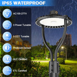 LED Post Circle Light - PCA Series,80W,12000lumens,Selectable Wattage & CCT,100-277V,WITH PHOTOCELL