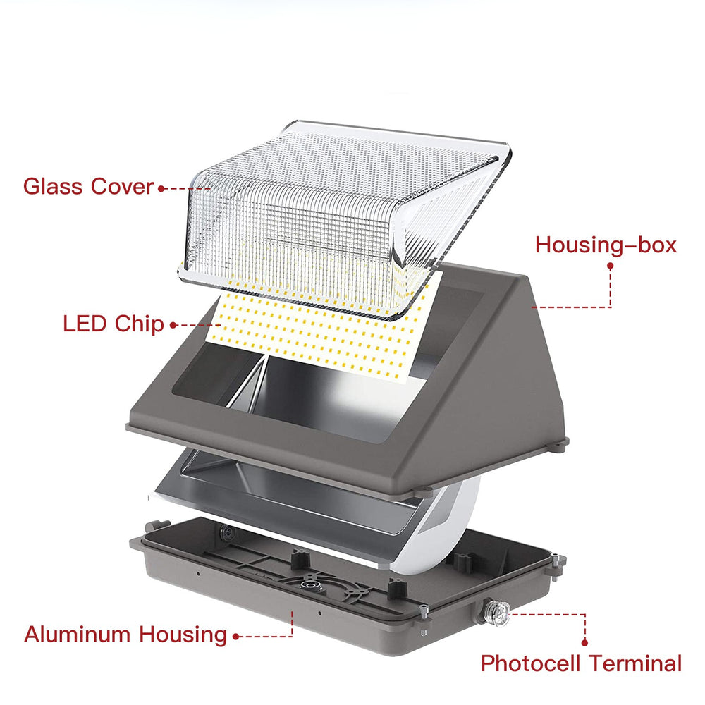 NGTLIGHT LED Wall Pack Light - WP Series, 120W, Selectable Wattage&CCT, 100-277V, Dusk to Dawn Application