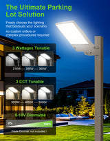 NGTLIGHT LED Parking Lot Light - NPL Series,360W,54000lumens,Selectable Wattage & CCT,100-277V, Built in Photocell,Universal Mount