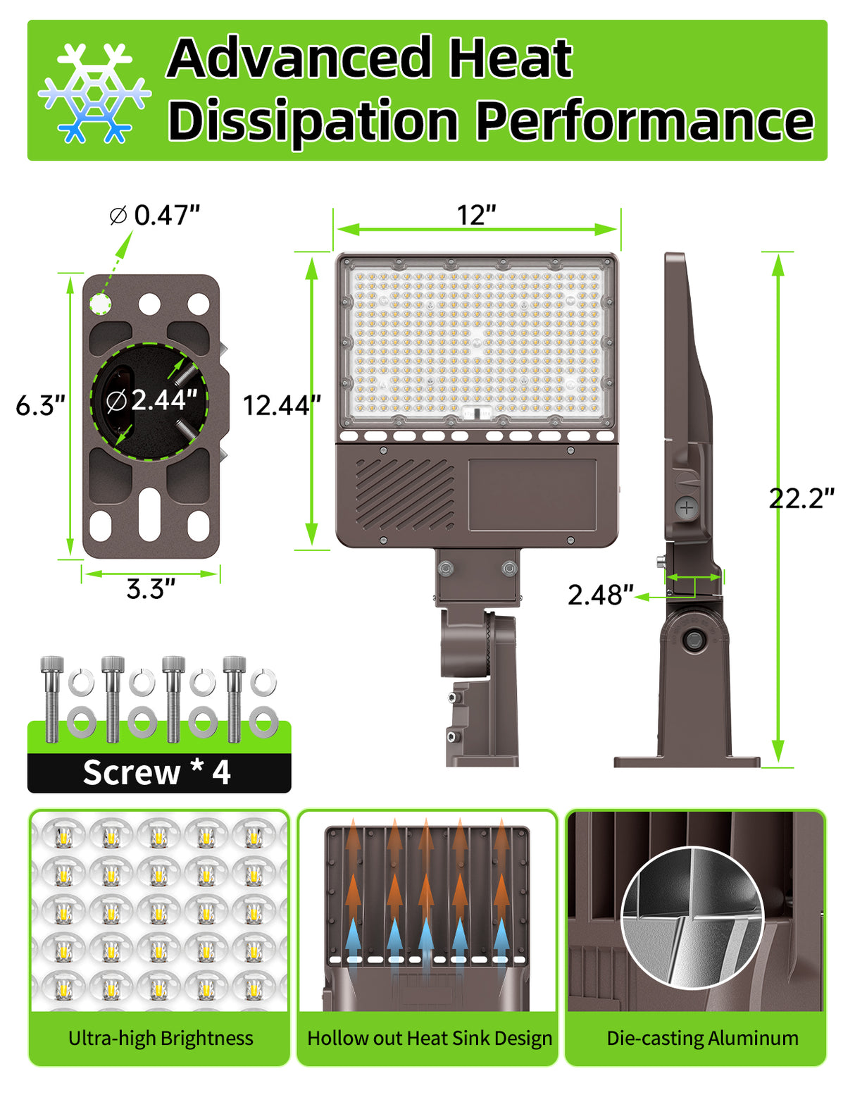 NGTLIGHT LED Parking Lot Light - PL Series,200W,30000lumens,Selectable Wattage,5000K,100-277V, Built in Photocell