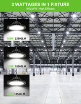 NGTLIGHT LED High Bay Light - UFO05 Series, 150W, Selectable Wattage, 5000K, 277-480V, 120° Beam Angle