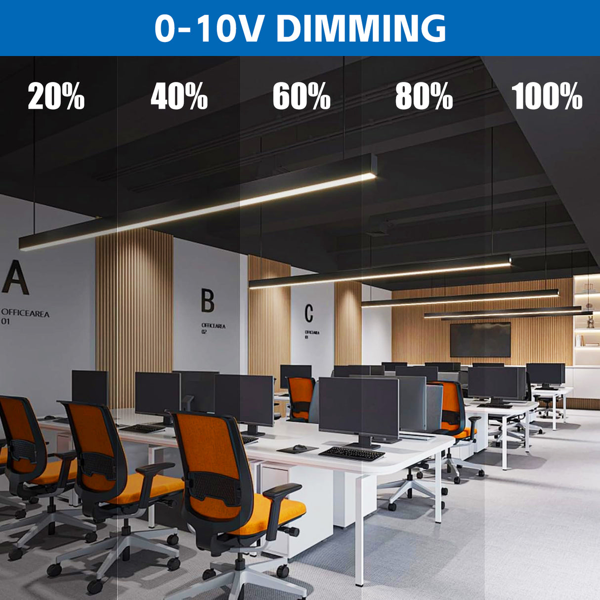 LED Architectual Light - LST Series,50W,6500lumens,Selectable Wattage & CCT,100-277V,4FT,4 Pack