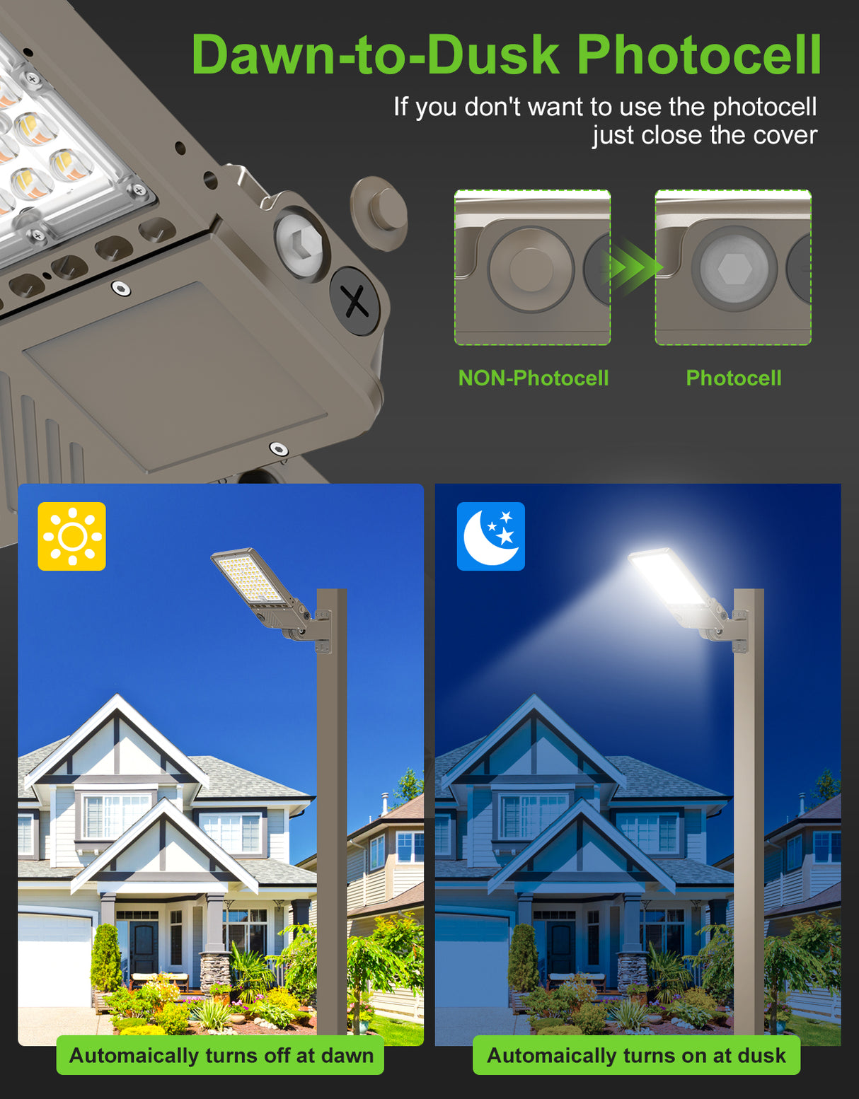 NGTLIGHT LED Parking Lot Light - NPL Series,150W,22500lumens,Selectable Wattage & CCT,100-277V, Built in Photocell,Universal Mount