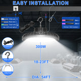 NGTLIGHT LED High Bay Light - UFO05 Series,300W,45000lumens,Selectable Wattage,5000K,100-277V,DIMMABLE