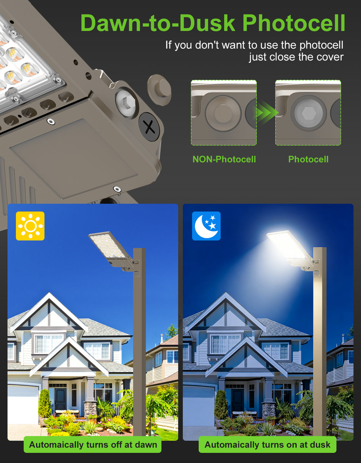 NGTLIGHT LED Parking Lot Light - NPL Series,360W,54000lumens,Selectable Wattage & CCT,100-277V, Built in Photocell,Universal Mount