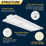 NGTLIGHT LED Linear High Bay Light - LHB06 Series,350W,Selectable Wattage & CCT,120-277V,2 Pack