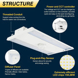 NGTLIGHT LED Linear High Bay Light - LHB06 Series,165W,Selectable Wattage & CCT,120-277V