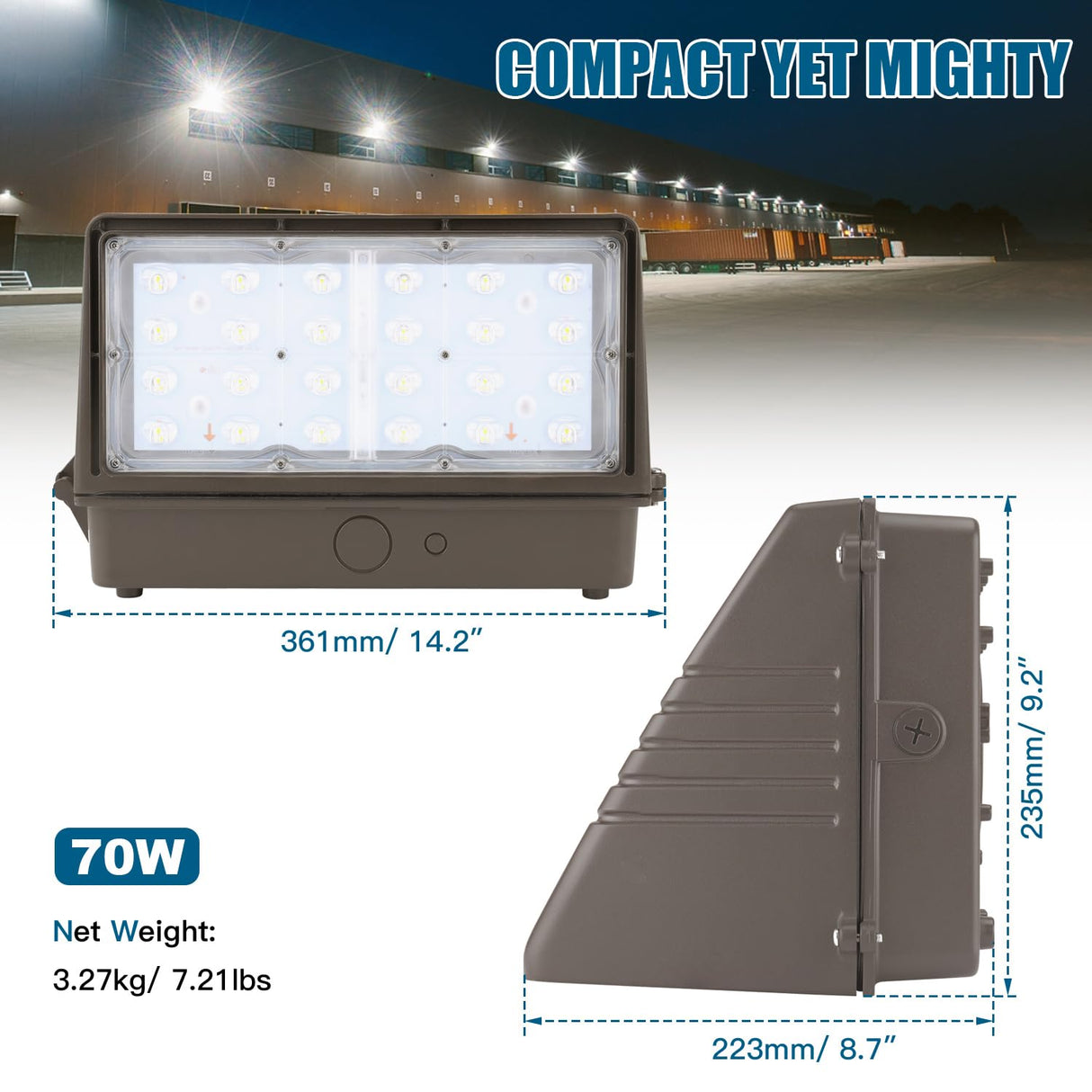 LED Wall Pack Light- FWP Series,70W,10500lumens,Selectable Wattage & CCT,100-277V