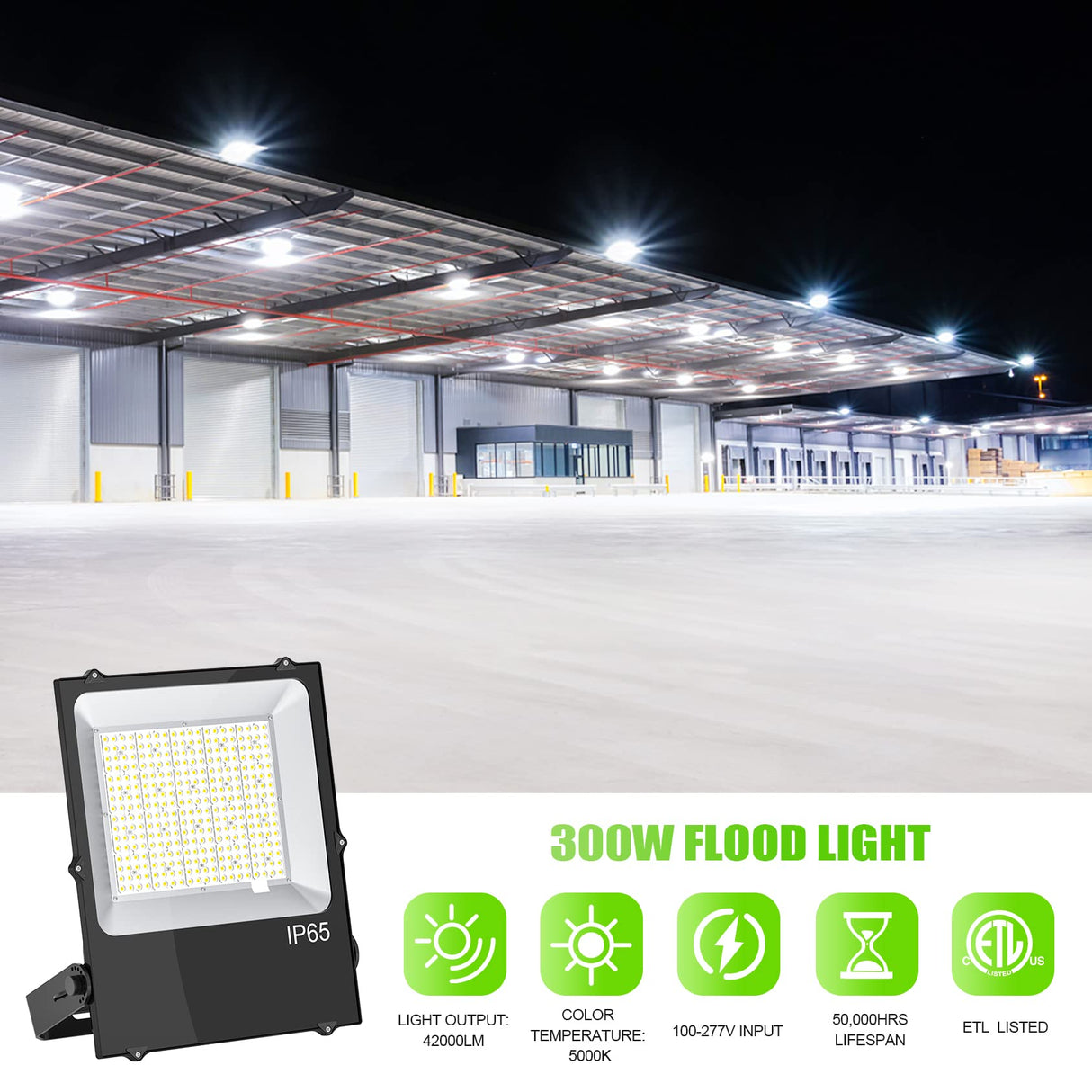 LED Flood Light - FL Series,300W,42000lumens,5000K,100-277V