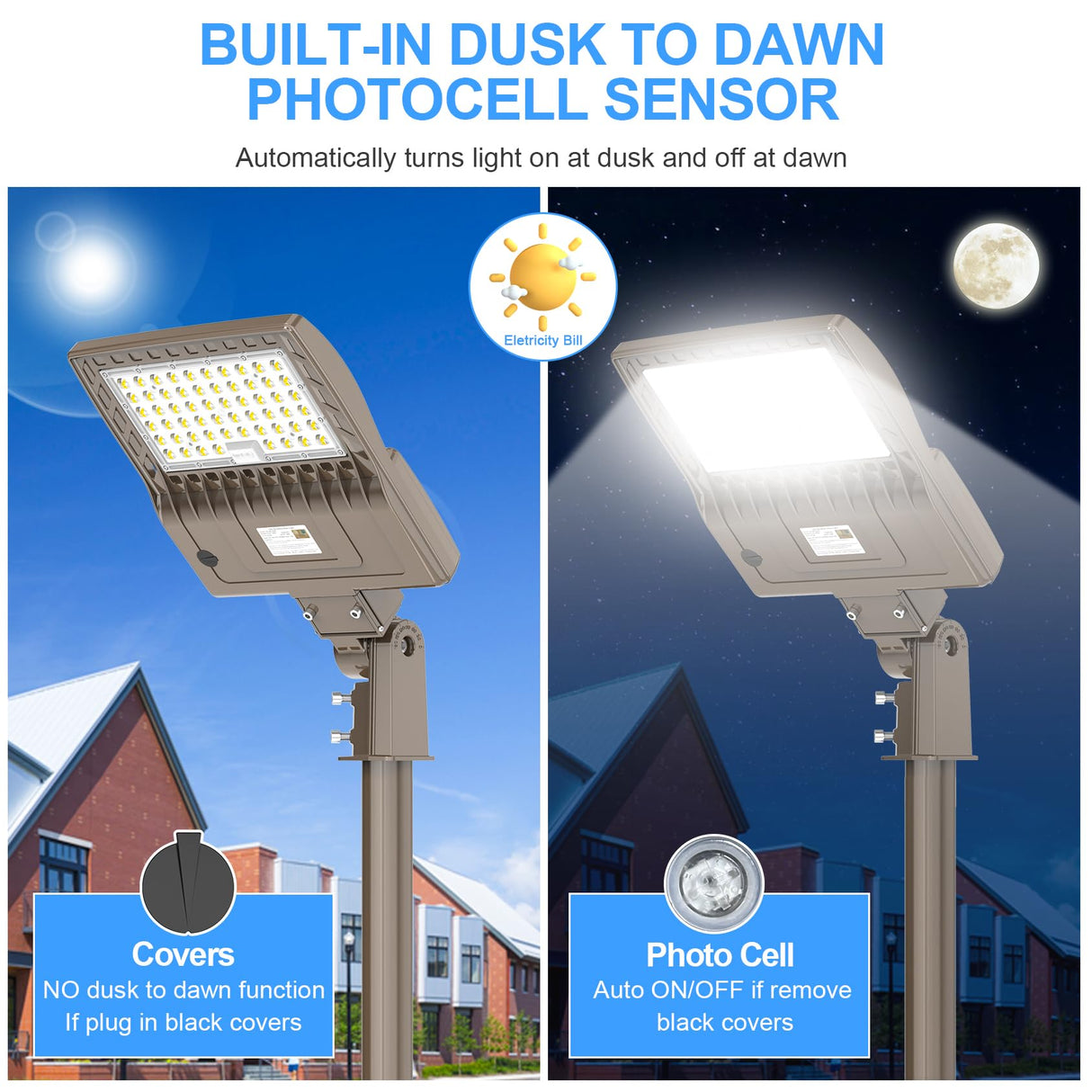 LED Parking Lot Light - SB Series With slip Fit Mount,240W,33600lumens,5000K,100-277V,Built in Photocell