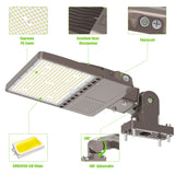 LED Parking Lot Light - PL Series With Arm Mount,200W,30000lumens,5000K,100-277V, Dusk to Dawn
