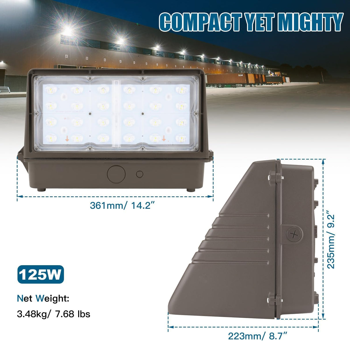LED Wall Pack Light- FWP Series,125W,18750lumens,Selectable Wattage & CCT,100-277V