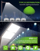 LED Parking Lot Light - PL Series With A&N BRACKET,320W,48000lumens,Selectable Wattage & CCT,100-277V, Built in Photocell