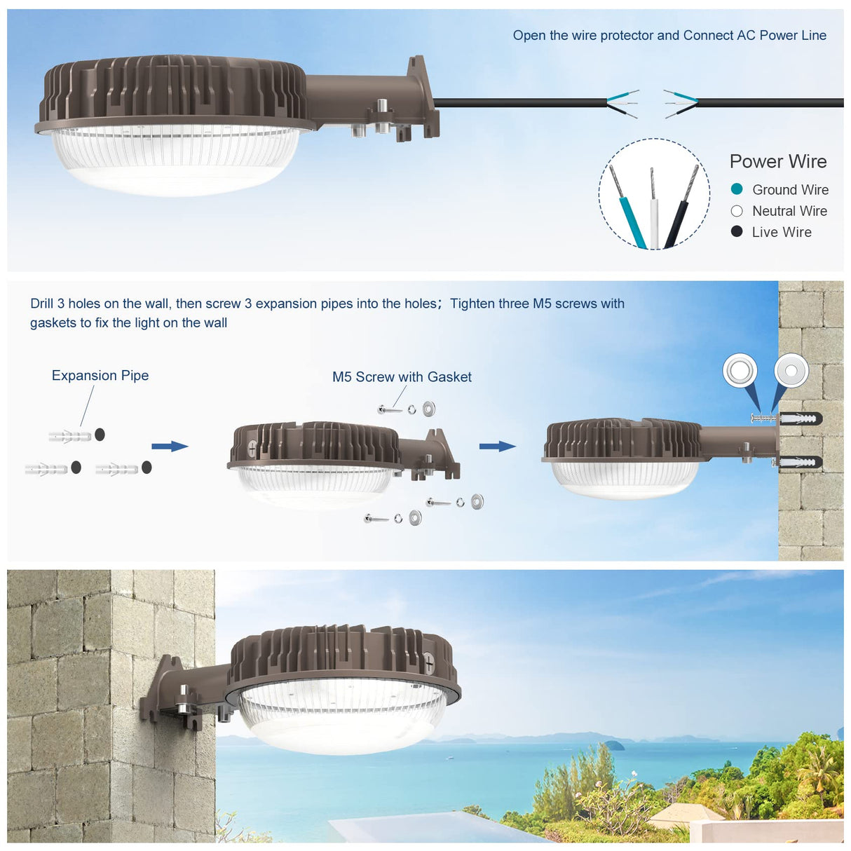 LED BARN LIGHT - SP Series,120W,16800lumens,5000K,100-277V，Dusk to Dawn