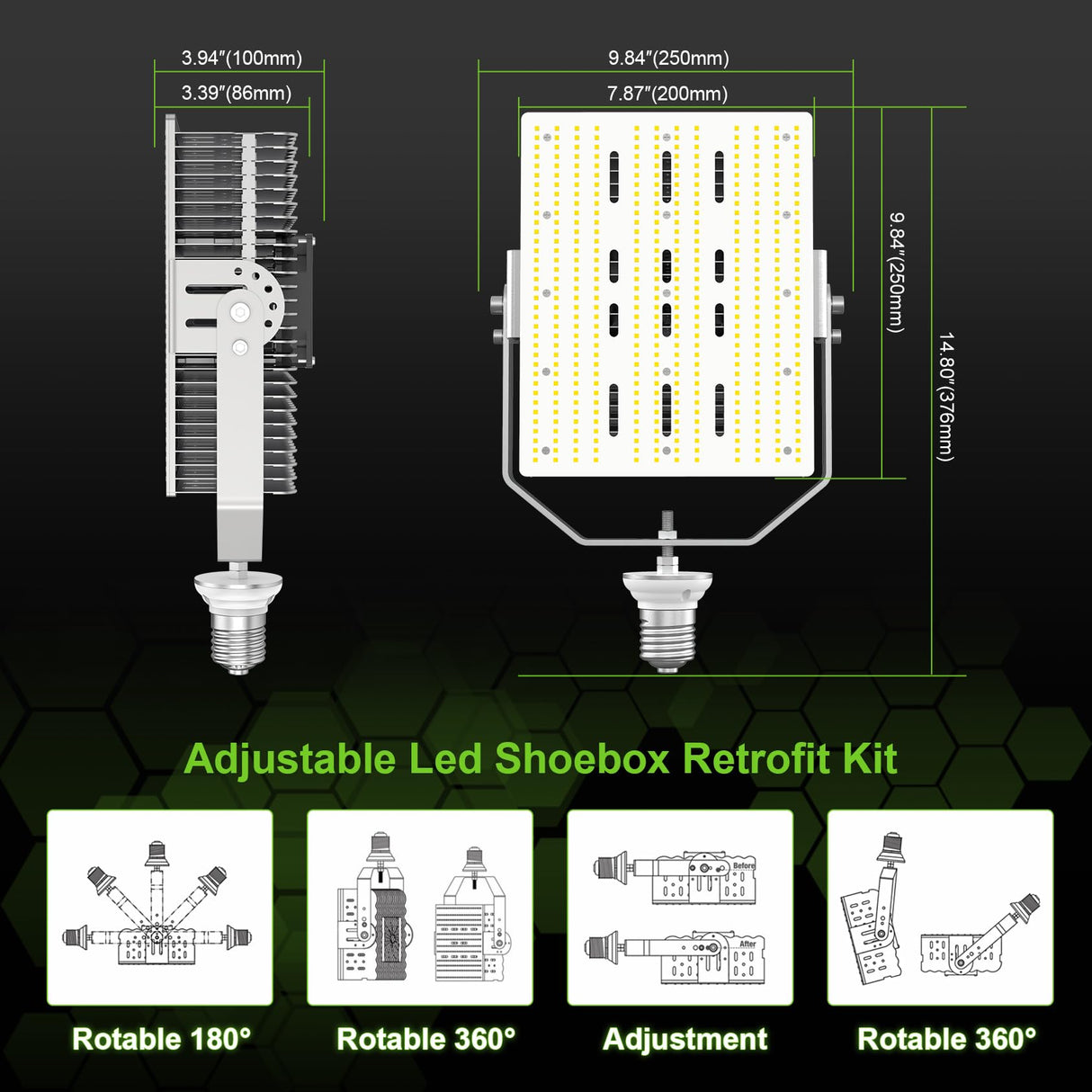 LED Shoebox Retrofit Kit - RK Series,300W,43500lumens,5000K,200-480V