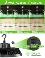 LED High Bay Light - UFO02 Series,240W,36000lumens,Selectable Wattage,5000K,277-480V