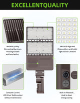 LED Parking Lot Light - PL Series With A&N BRACKET,320W,48000lumens,5000K,277-480V,Built in Photocell