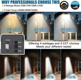 LED Wall Pack Light- FWP Series,125W,18750lumens,Selectable Wattage & CCT,100-277V