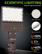 LED Parking Lot Light - PL Series With A&N BRACKET,200W,30000lumens,5000K,277-480V,Built in Photocell
