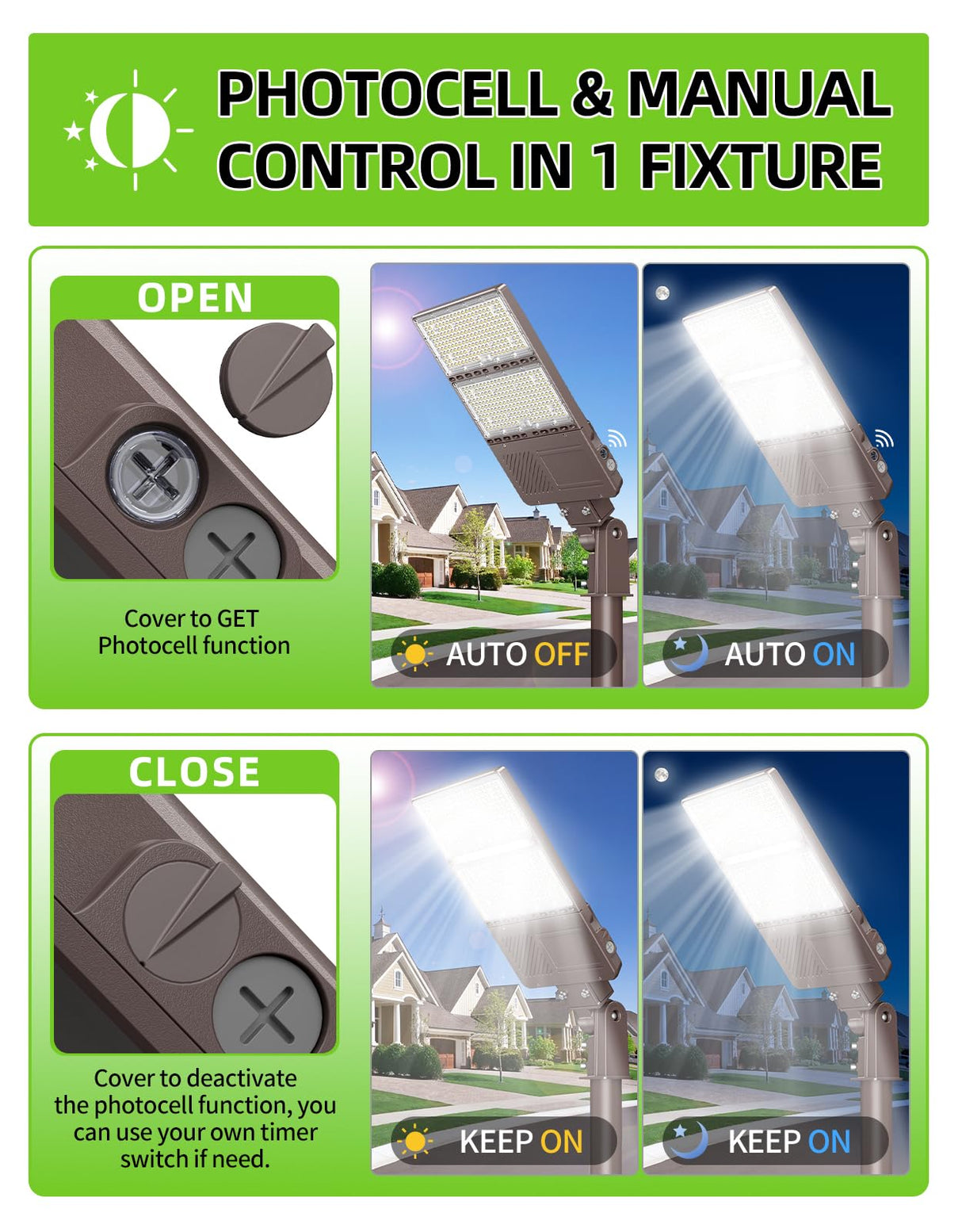 LED Parking Lot Light - PL Series With Slip Fit Mount,320W,48000lumens,Selectable Wattage,100-277V,Built in Photocell