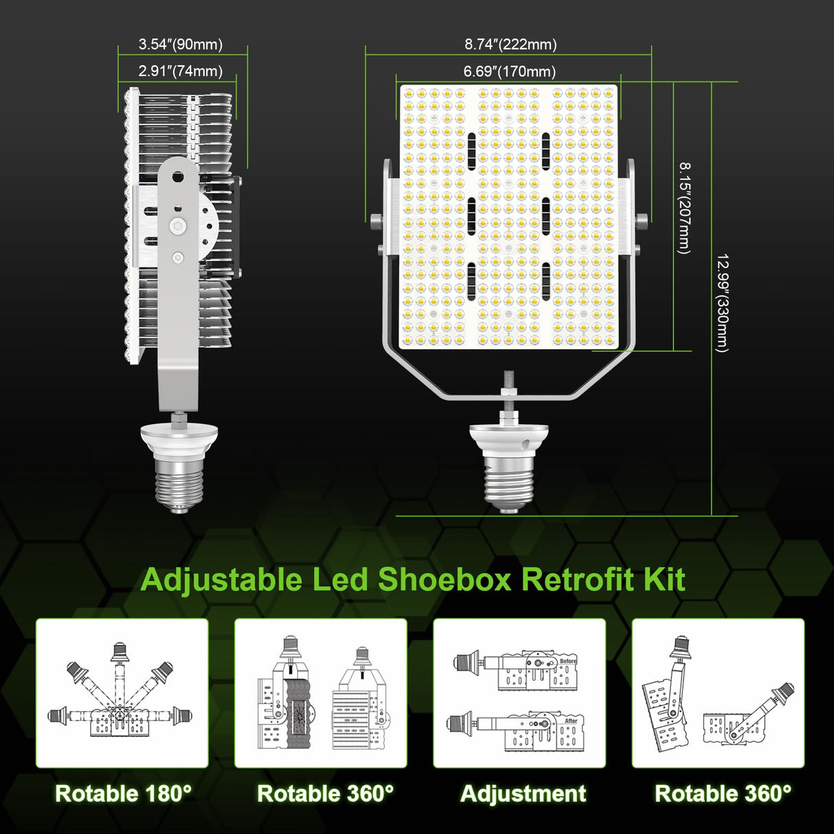 LED Shoebox Retrofit Kit - RK Series,240W,34800lumens,5000K,200-480V