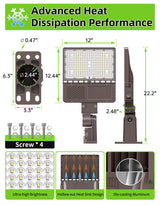 LED Parking Lot Light - PL Series With A&N BRACKET,200W,30000lumens,5000K,277-480V,Built in Photocell