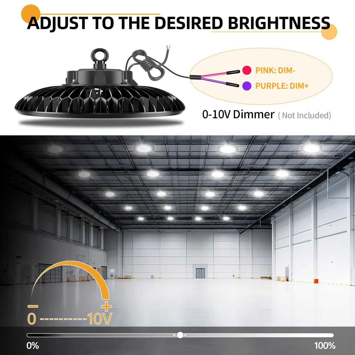 LED High Bay Light - BJR Series,400W,58000lumens,0-10V DIMMABLE,5000K,100~277V