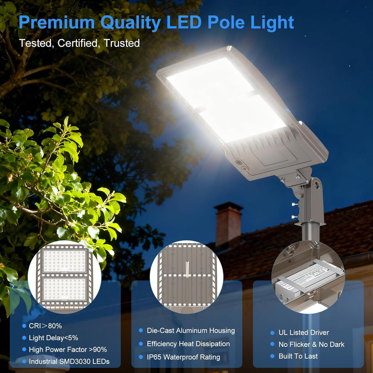 NGTLIGHT LED Parking Lot Light - SB Series,400W,60000lumens,Selectable Wattage,5000K,277-480V,Built in Photocell
