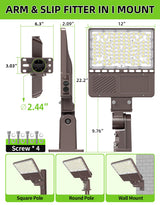LED Parking Lot Light - PL Series With A&NBRACKET,150W,22500lumens,Selectable Wattage & CCT,100-277V, Built in Photocell