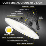 LED High Bay Light - PRO Series,150W,22500lumens,Selectable Wattage & CCT,100-277V,0-10V DIMMABLE