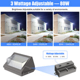 NGTLIGHT LED Wall Pack Light - WP Series, 80W, Selectable Wattage&CCT, 100-277V, Dusk to Dawn