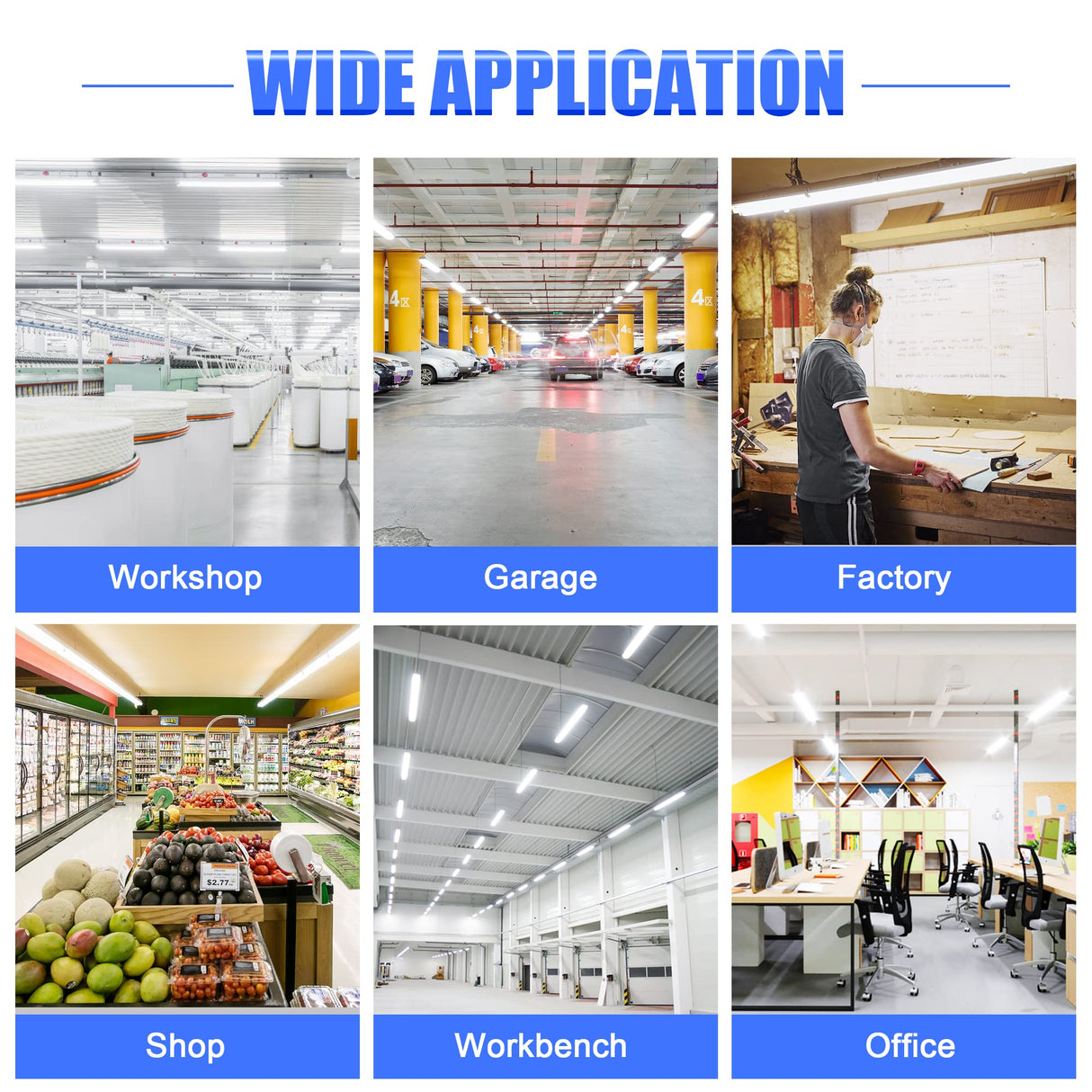 LED Shop Light - SL Series,100W,13000lumens,5000K,100-120V,with ON/Off Pull Chain