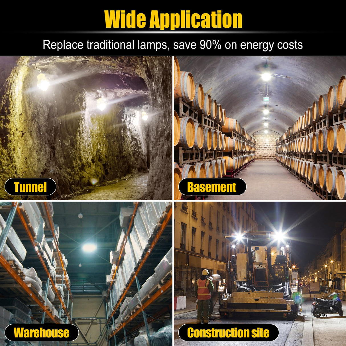 LED Temporary Work Light - LTW Series,100W,13000lumens,Selectable Wattage,5000K,100-277V,US PLUG