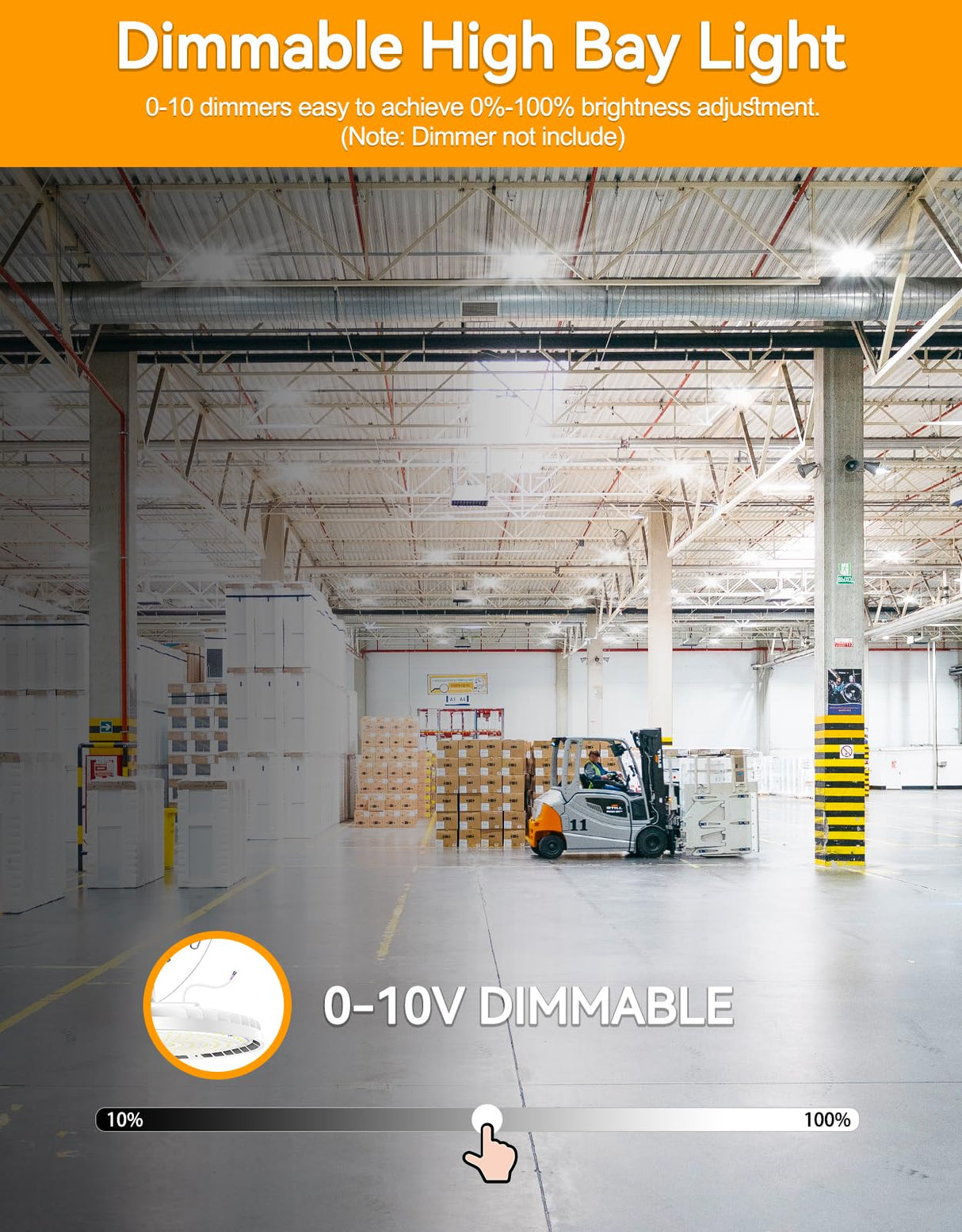 LED High Bay Light - BI Series,150W,22500lumens,Selectable Wattage&CCT,100-277V WITH US PLUG