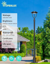 LED Post Top Light- PTA Series,100W,14000lumens,Selectable Wattage,100-277V,Dusk to Dawn Optional