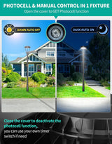 NGTLIGHT LED Post Top Light - PTA Series, 60W-150W, Selectable Wattage & CCT, 100-277V, Dusk to Dawn