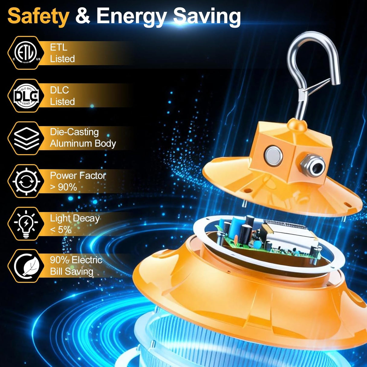 LED Temporary Work Light- PTL Series,100W,15000lumens,Selectable Wattage& CCT,100-277V,US PLUG
