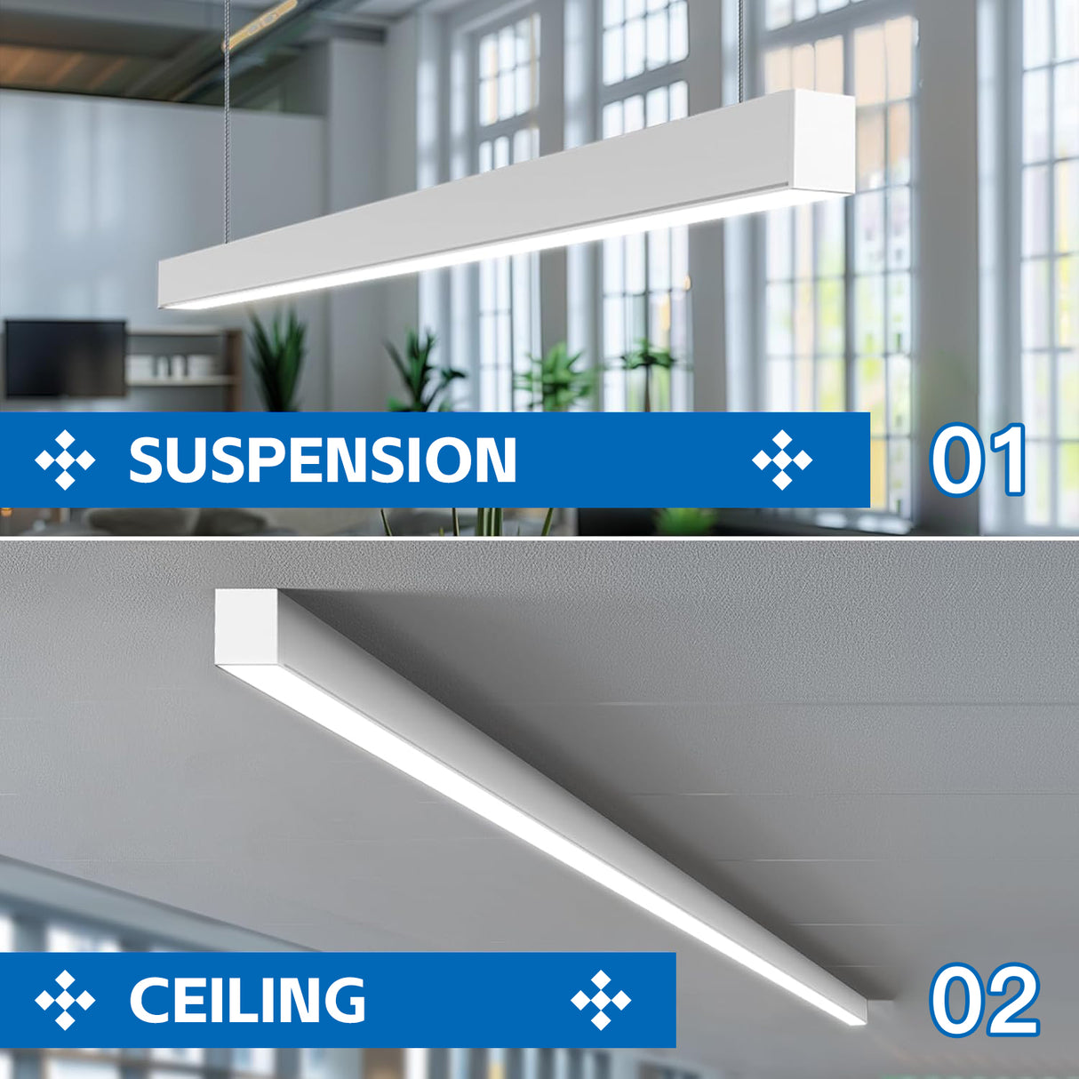 NGTLIGHT LED Architectual Light - LST06 Series, 50W, Selectable Wattage&CCT, 120-277V, 0-10V DIMMABLE, 4FT, 2 Pack