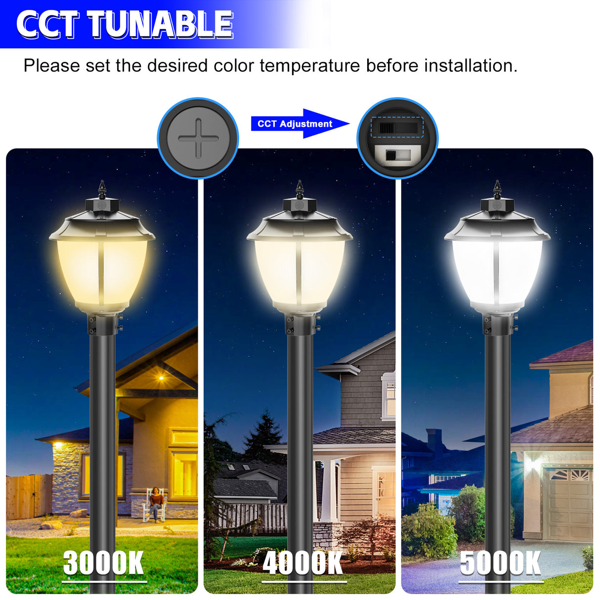 NGTLIGHT LED Ultra Pole Area Light - UPAL Series,100W,Selectable Wattage & CCT,100V-277V