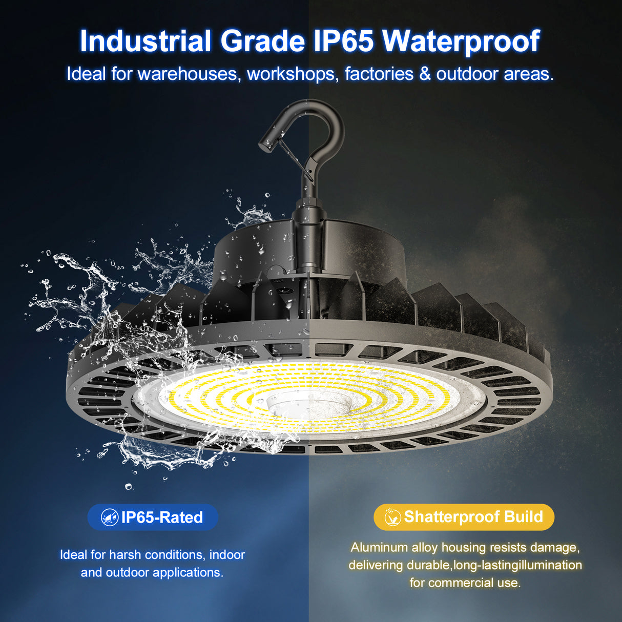 NGTLIGHT LED High Bay Light - UFO05 Series, 150W, Selectable Wattage, 5000K, 100-277V, 120° Beam Angle