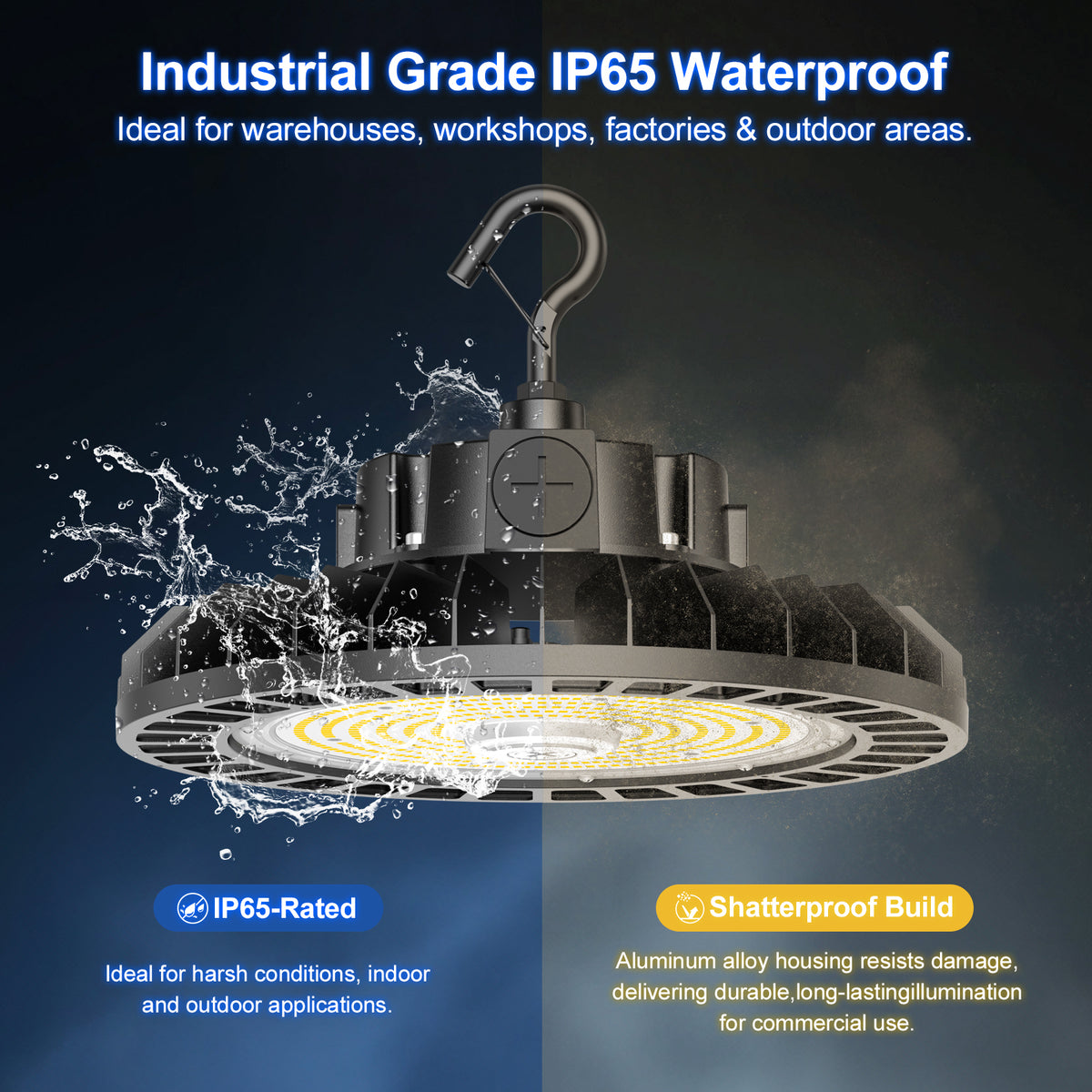 NGTLIGHT LED High Bay Light - UFO05 Series, 240W, Selectable Wattage&CCT, 100-277V, 90° Beam Angle