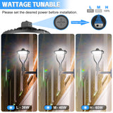 LED Post Circle Light - PCA Series,60W,9000lumens,Selectable Wattage & CCT,100-277V,WITH PHOTOCELL